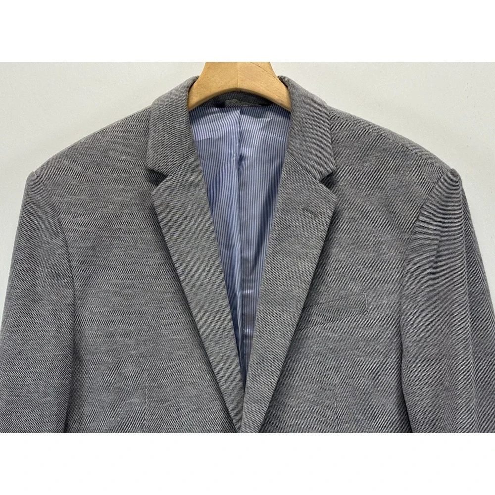 Banana Republic Mens Slim Fit Gray Knit Woven 2-Btn Blazer Jacket 42S Sport Coat